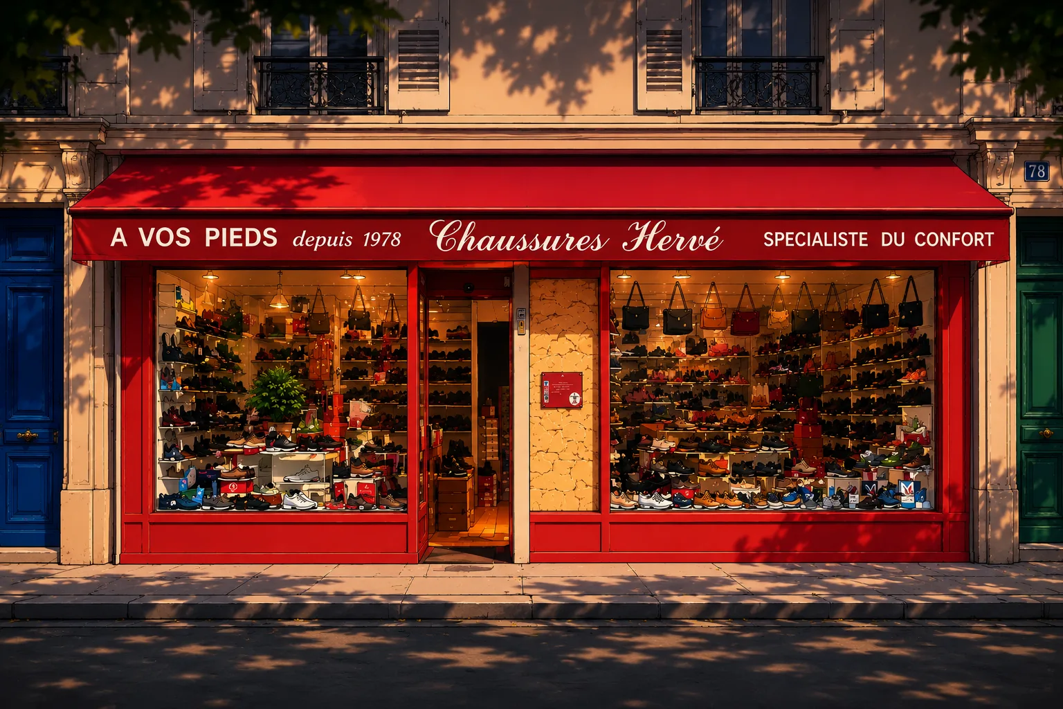 Devanture de Chaussures Hervé, magasin de chaussures à Clichy depuis 1978